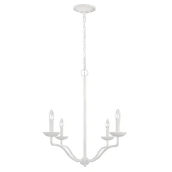 Weißer Kronleuchter Metall 61 cm breit für 4x E14 Landhaus Stil