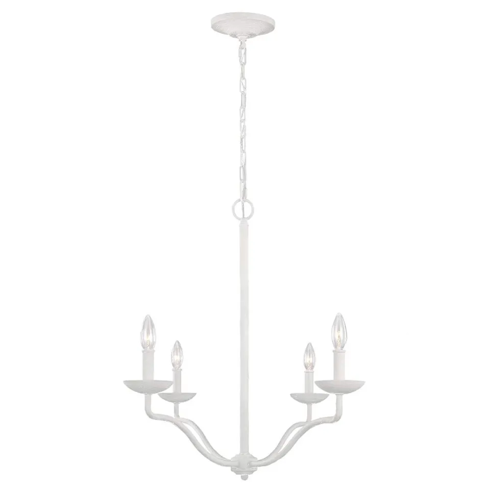 Weißer Kronleuchter Metall 61 cm breit für 4x E14 Landhaus Stil