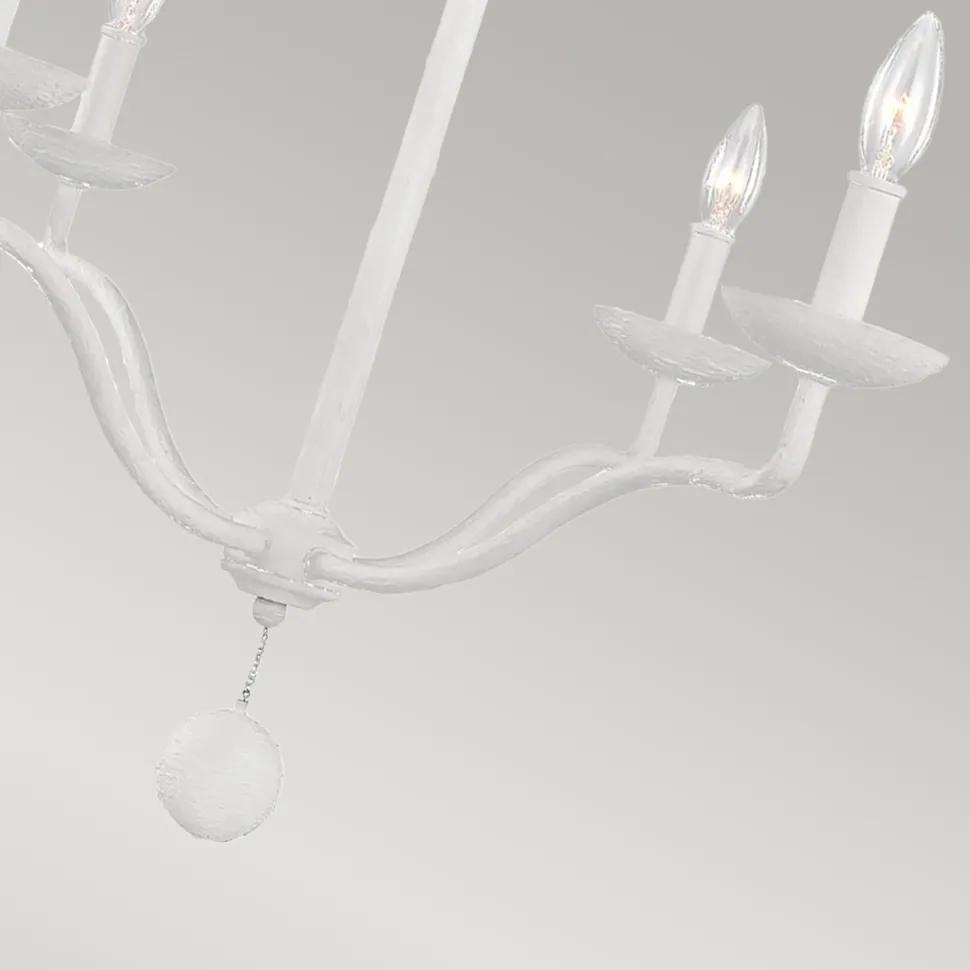 Weißer Kronleuchter Metall 61 cm breit für 4x E14 Landhaus Stil