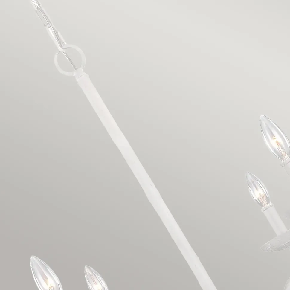 Weißer Kronleuchter Metall 61 cm breit für 4x E14 Landhaus Stil