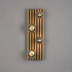 Wohnliche Deckenlampe Glaskugeln Holz G9 80 cm Natur