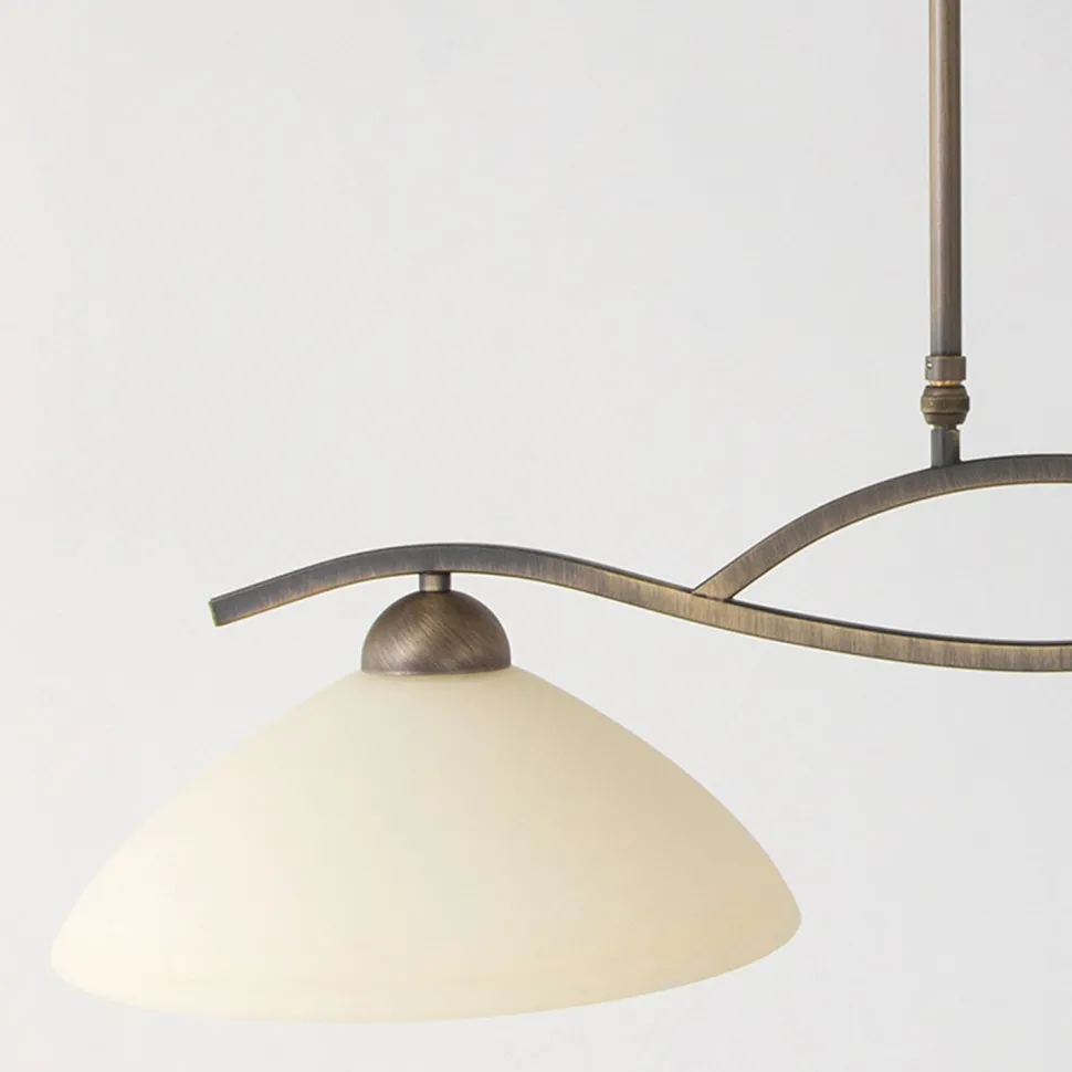 Wohnliche Deckenlampe Metall Glas in Bronze Creme 82 cm