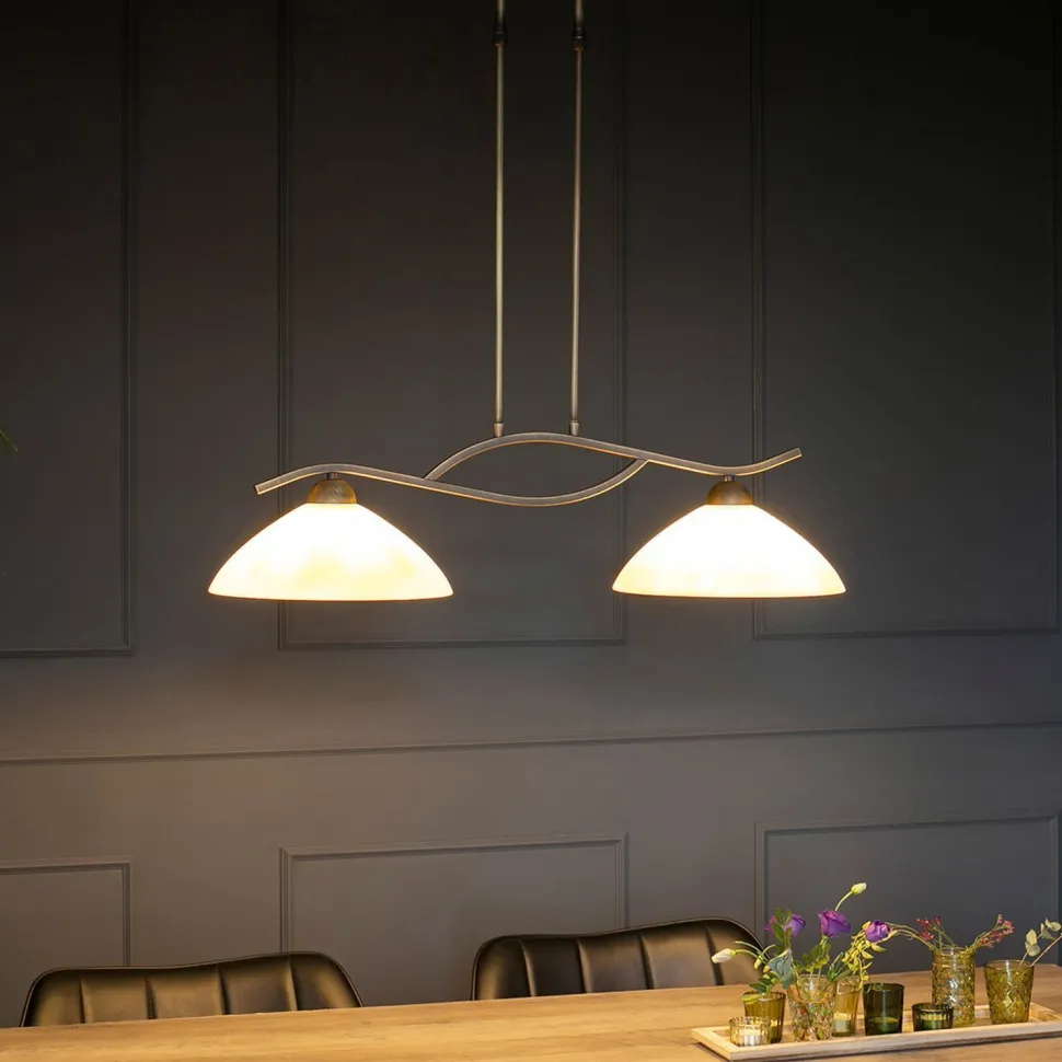 Wohnliche Deckenlampe Metall Glas in Bronze Creme 82 cm