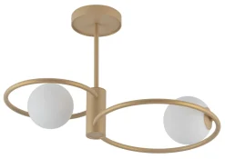 Wohnliche Deckenleuchte Gold Metall Glas G9 2-flammig