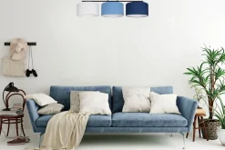 Wohnliche Deckenleuchte Stoff Weiß Blau E27 L:100 cm