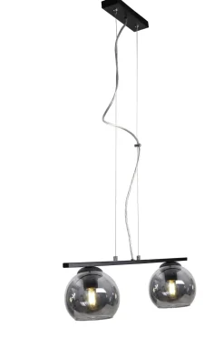 Wohnliche Hängelampe 2-flammig Glas Metall E27 blendarm