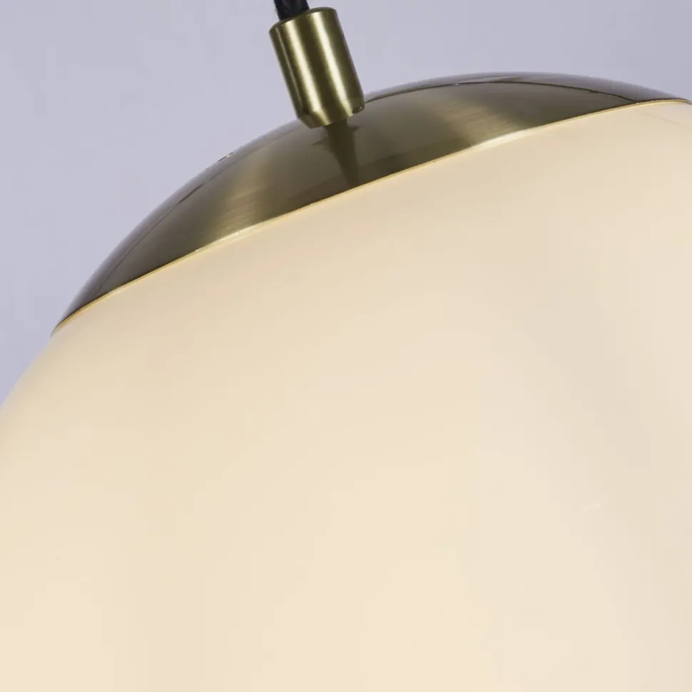 Wohnliche Hängelampe Glas Metall in Messing Weiß Ø30 cm