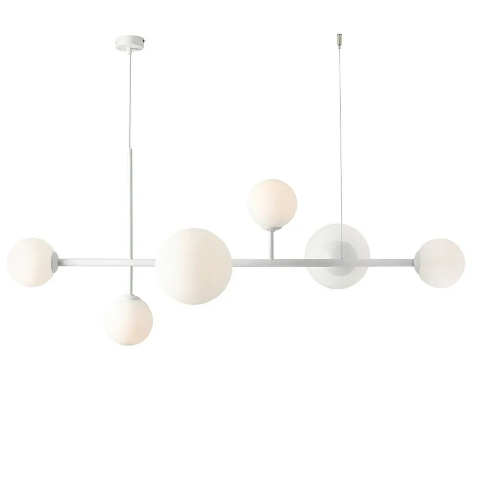 Wohnliche Hängelampe Kugeln Glas 6-flammig E14 E27