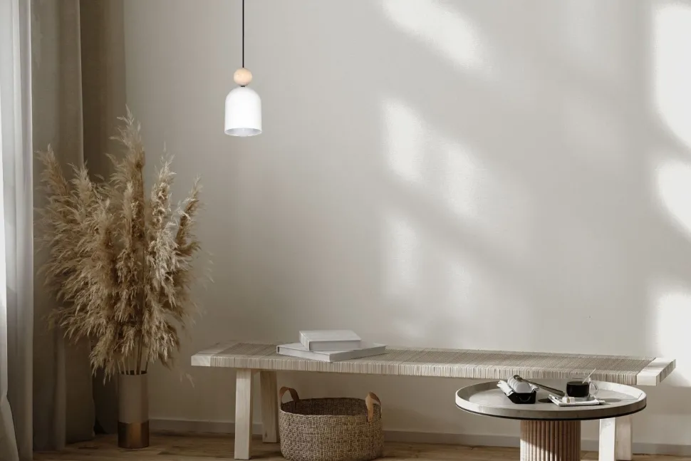 Wohnliche Hängelampe Metall Holz E27 Ø11 cm rund