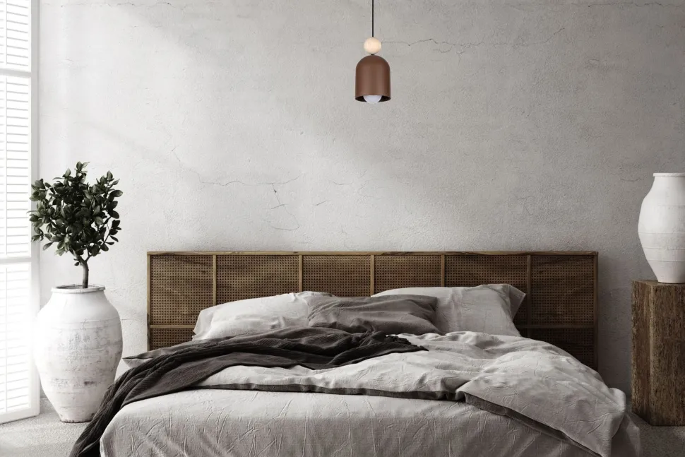 Wohnliche Hängelampe Rostbraun Metall Holz E27 Ø11 cm