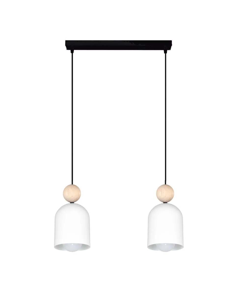 Wohnliche Hängelampe Schwarz Weiß Metall Holz E27 46 cm