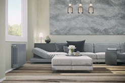 Wohnliche Pendelleuchte Champagner Metall Holz 3-flmg