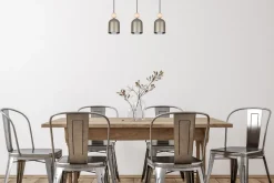 Wohnliche Pendelleuchte Champagner Metall Holz 3-flmg