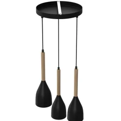 Wohnliche Pendelleuchte Retro Esszimmer Metall Holz