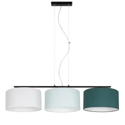 Wohnliche Pendelleuchte Stoff Weiß Mint Grün L:100 cm