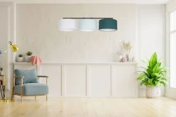 Wohnliche Pendelleuchte Stoff Weiß Mint Grün L:100 cm