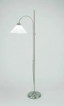 Wohnliche Stehlampe Messing Glas E27 160 cm in Nickel