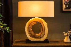Wohnliche Tischlampe KYRISSA massives Holz 63cm Unikat