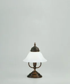 Wohnliche Tischleuchte Echt-Messing Glas blendarm 27 cm