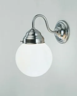 Wohnliche Wandlampe Echt-Messing Glas Nickel E27 Kugel