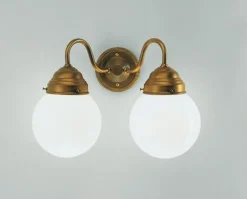 Wohnliche Wandlampe Glas Berliner Messing E27 2-flammig