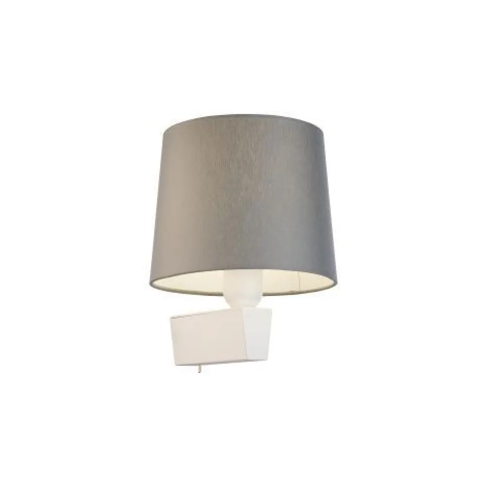 Wohnliche Wandleuchte mit Schalter Weiß Grau E27