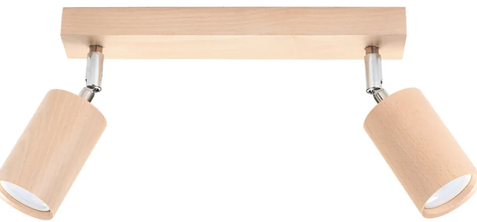 Wohnlicher Deckenstrahler Wohnzimmer Holz L:36cm 2x