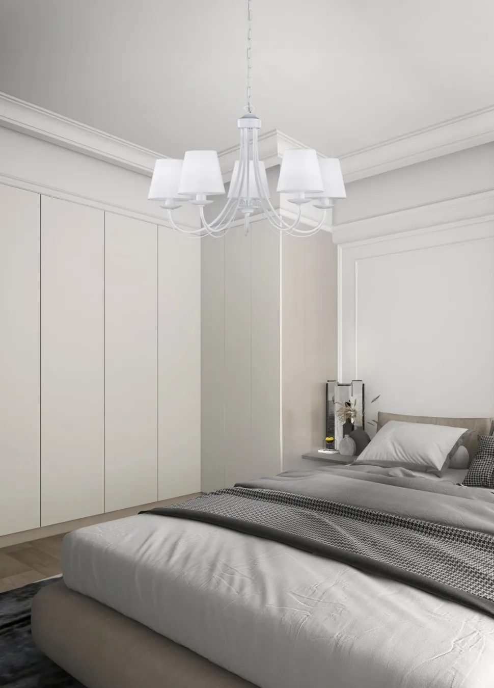 Wohnlicher Kronleuchter Stoff Metall Stoff E14 5-flmg