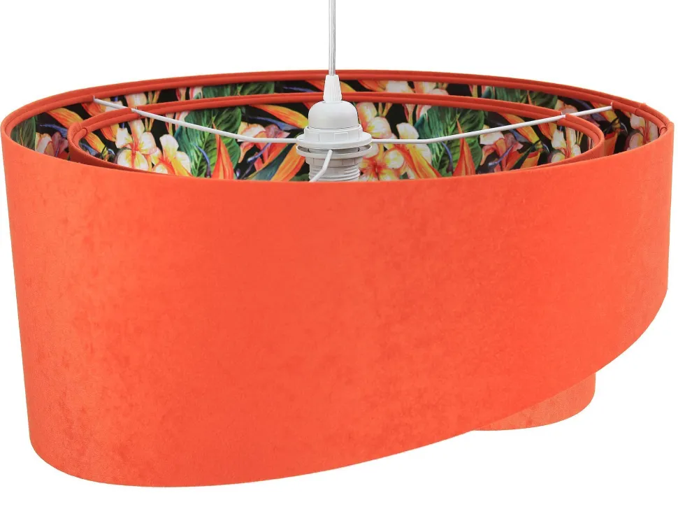Wohnzimmer Hängelampe Orange Bunt Stoff rund Ø50cm