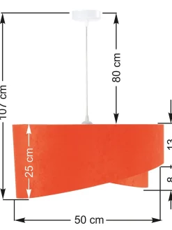 Wohnzimmer Hängelampe Orange Bunt Stoff rund Ø50cm
