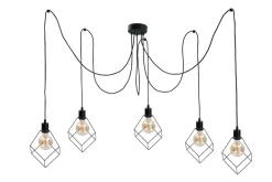 XXL Pendelleuchte Metall 5-flammig E27 Schwarz