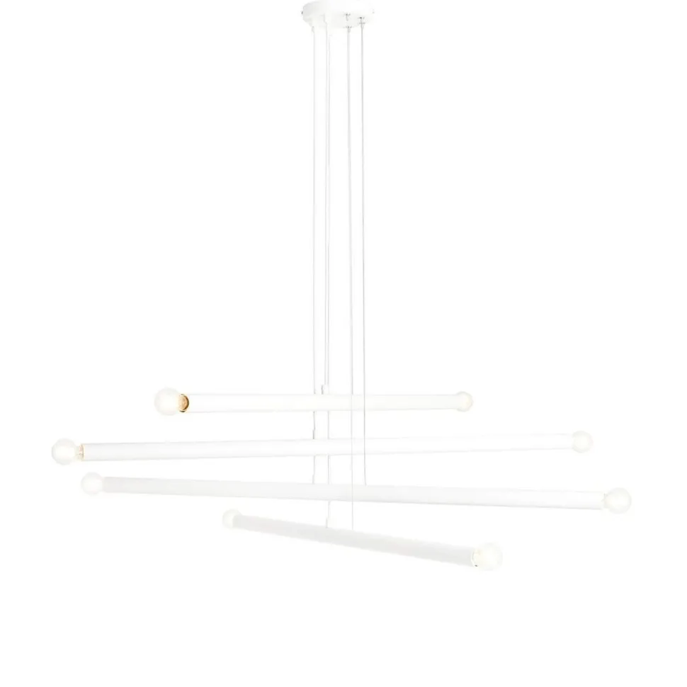 XXL Pendelleuchte Metall Weiß L:100 cm E14 8-flmg Retro