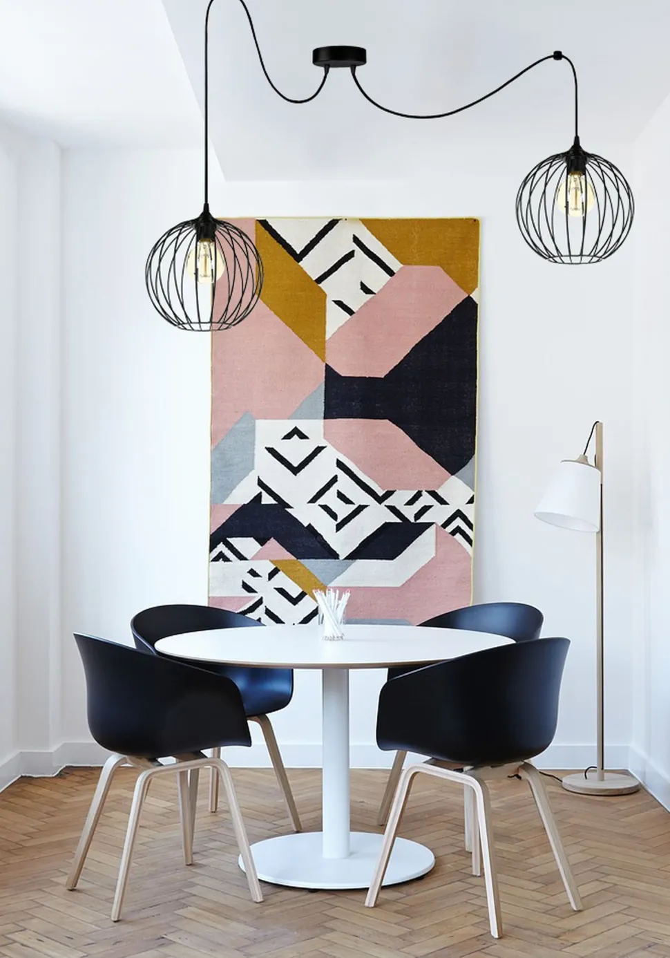 XXL Spider Hängelampe Draht Kugeln Metall E27 L:400 cm