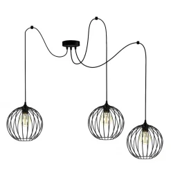 XXL Spider Hängelampe Draht Metall 3-flammig L:400 cm