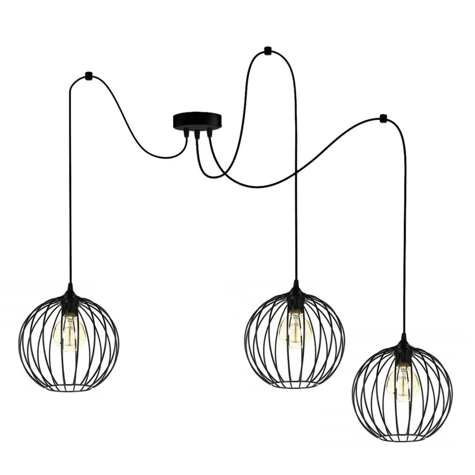 XXL Spider Hängelampe Draht Metall 3-flammig L:400 cm