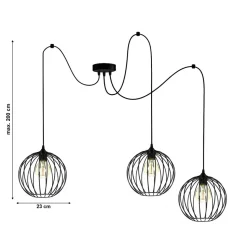 XXL Spider Hängelampe Draht Metall 3-flammig L:400 cm